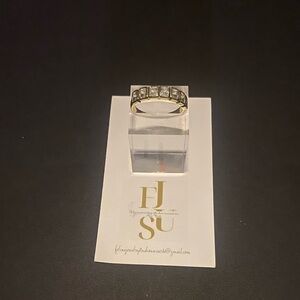 Hand Crafted Elegant Gold Vermeil Ring with Swarovski Stones Ring size 8 3/4
